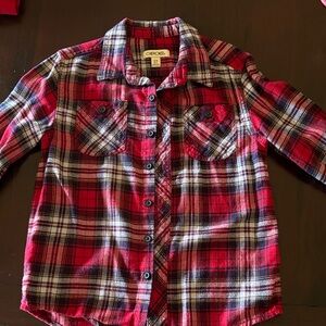 Cherokee Kids Red and Black Plaid Button Down Shirt